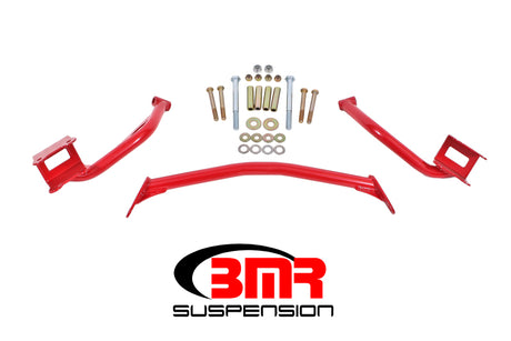 BMR 79-04 Fox Mustang Tubular Style Upper Torque Box Reinforcement Plates - Red BMR Suspension Diff Braces  AXOPROS