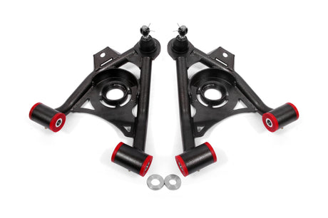 BMR 79-93 Fox Mustang Non-Adj Lower A-Arms Standard Ball Joint Spring Pocket - Black Hammertone BMR Suspension Control Arms  AXOPROS