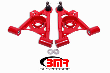 BMR 79-93 Fox Mustang Non-Adj Lower A-Arms Standard Ball Joint Spring Pocket - Red BMR Suspension Control Arms  AXOPROS