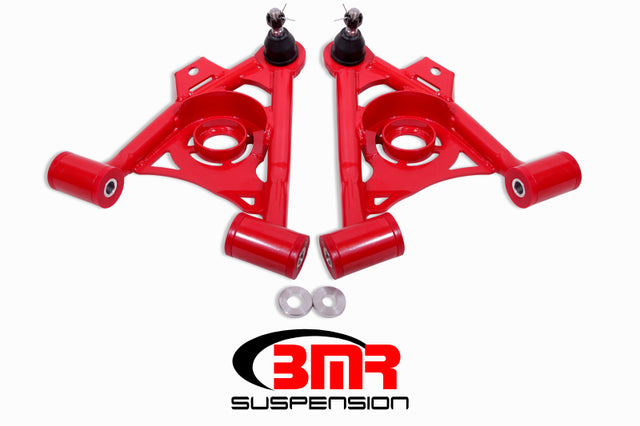 BMR 79-93 Fox Mustang Non-Adj Lower A-Arms Standard Ball Joint Spring Pocket - Red BMR Suspension Control Arms  AXOPROS