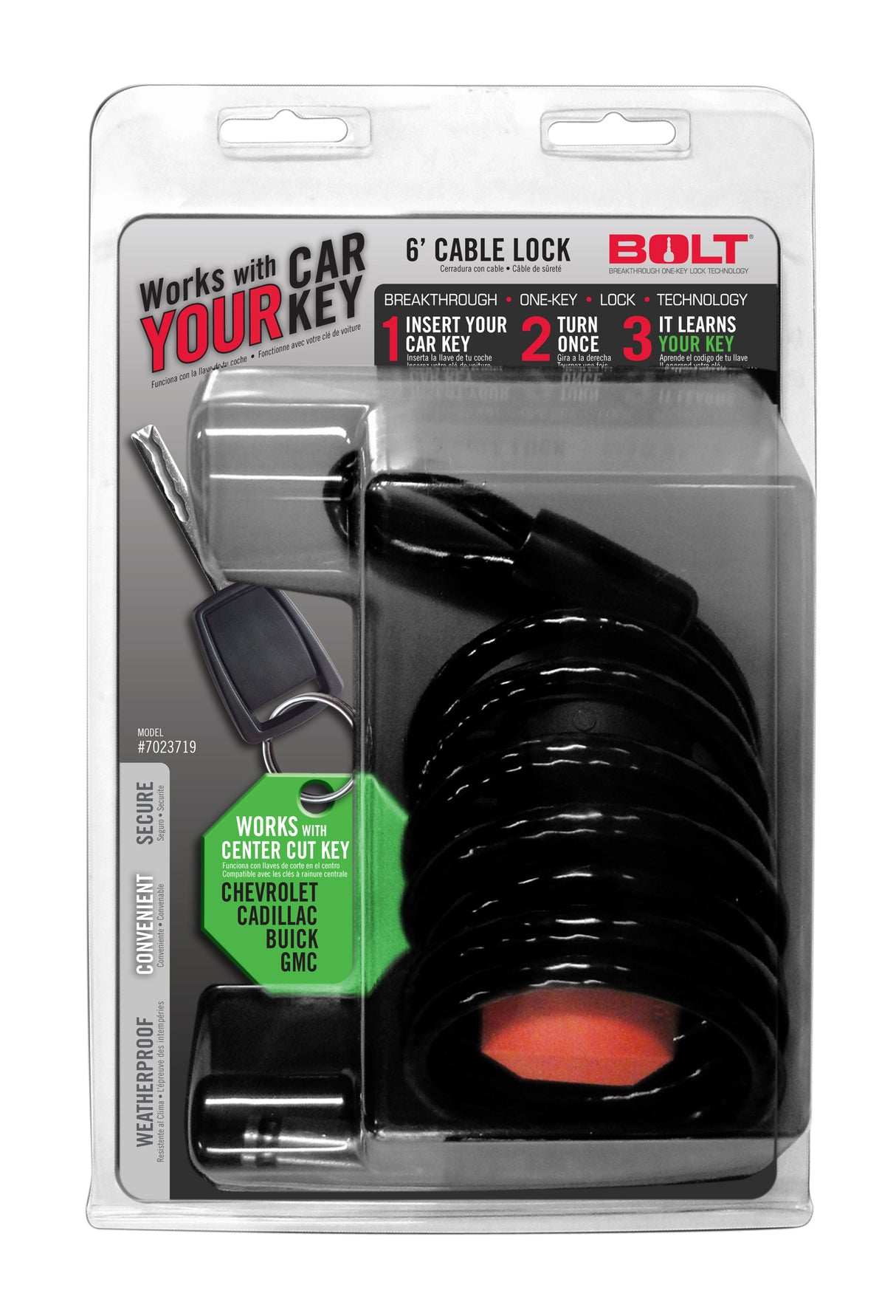 BOLT 6Ft. Cable Lock GM Center Cut BOLT Cable Lock  AXOPROS