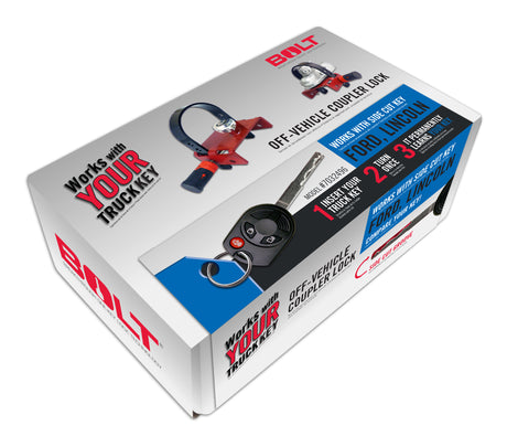 BOLT Off-Vehicle Coupler Lock Ford Side Cut BOLT Trailer Hitch Coupler Lock  AXOPROS