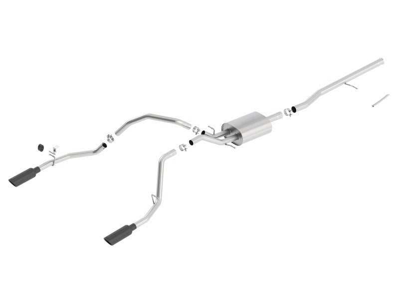 Borla 14 Sierra 1500 C/B S-Type Exh/2.75in Into Dual 2.25in Out 4in Split Rear Exit-Black Chrome Borla Catback  AXOPROS