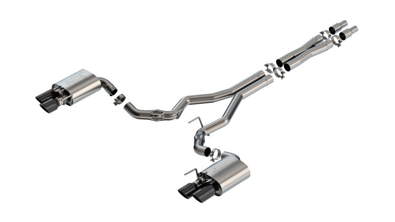 Borla 2024 Ford Mustang GT 5.0L V8 w/ Active Exhaust ATAK Cat-Back Exhaust System - Black Chrome Borla Catback  AXOPROS