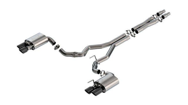 Borla 2024 Ford Mustang GT 5.0L V8 w/ Active Exhaust ATAK Cat-Back Exhaust System - Black Chrome Borla Catback  AXOPROS