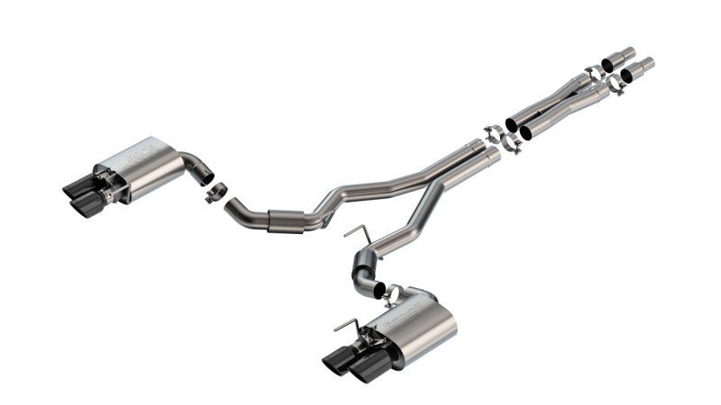 Borla 2024 Ford Mustang GT 5.0L V8 w/ Active Exhaust S-Type Cat-Back Exhaust System - Black Chrome Borla Catback  AXOPROS