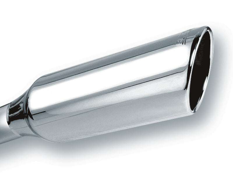 Borla 2.25in Inlet 4in Round Rolled Angle Cut x 12in Long Embossed Exhaust Tip Borla Tips  AXOPROS