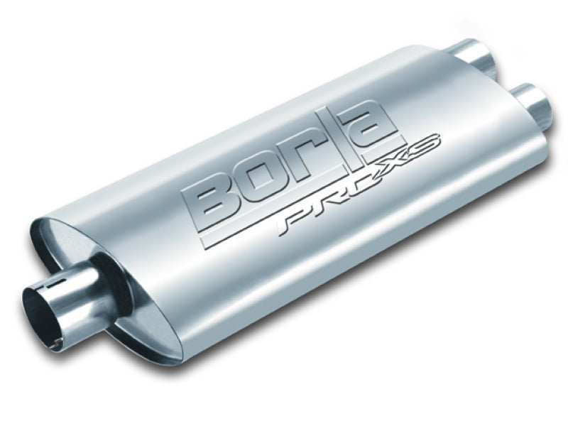 Borla Universal Center/Dual Oval 2.5in In/Dual 2.5in Out 19in x 4in x 9.5in Notched PRO-XS Muffler Borla Muffler  AXOPROS