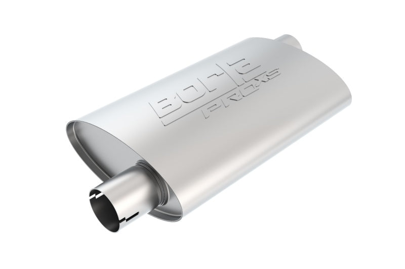 Borla Universal Pro-XS Muffler Oval 2.5in Inlet/Outlet Offset/Offset Notched Muffler Borla Muffler  AXOPROS
