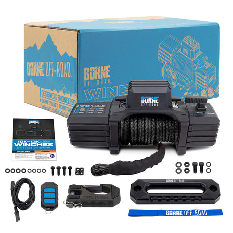Borne Off-Road 12K Winch - Black Synthetic Rope Borne Off-Road Winches  AXOPROS