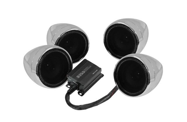 Boss Audio Systems Motorcycle Speaker Amplifier/ Bluetooth/ 3in Speakers Pair- Chrome Boss Audio Audio  AXOPROS