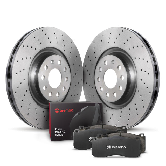 Brembo OE 15-20 Audi A3 Quattro/S3/15-19 Golf R/15-21 GTI/19-21 Jetta Front Disc Brake Kit Brembo OE Brake Rotors - Drilled  AXOPROS
