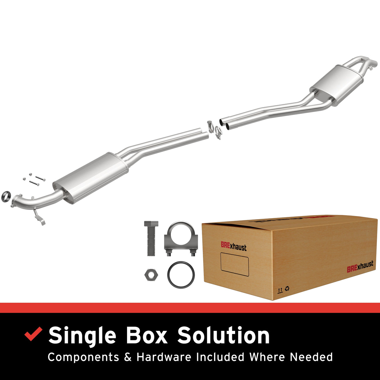 BRExhaust 1981-1985 Mercedes-Benz 380SL 3.8L Direct-Fit Replacement Exhaust System BRExhaust Exhaust System Kit  AXOPROS
