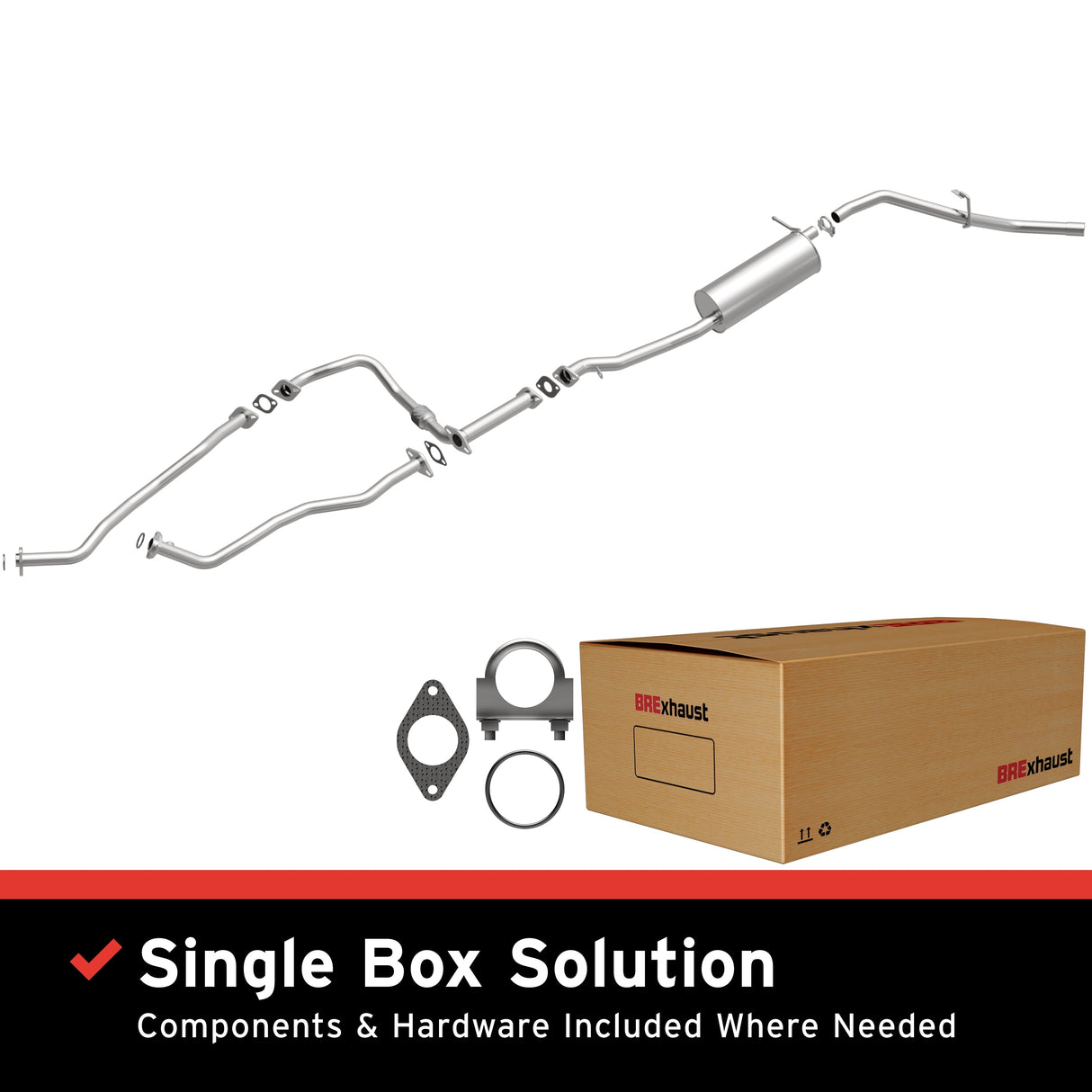 BRExhaust 1999-2000 Nissan Frontier 3.3L Direct-Fit Replacement Exhaust System BRExhaust Exhaust System Kit  AXOPROS