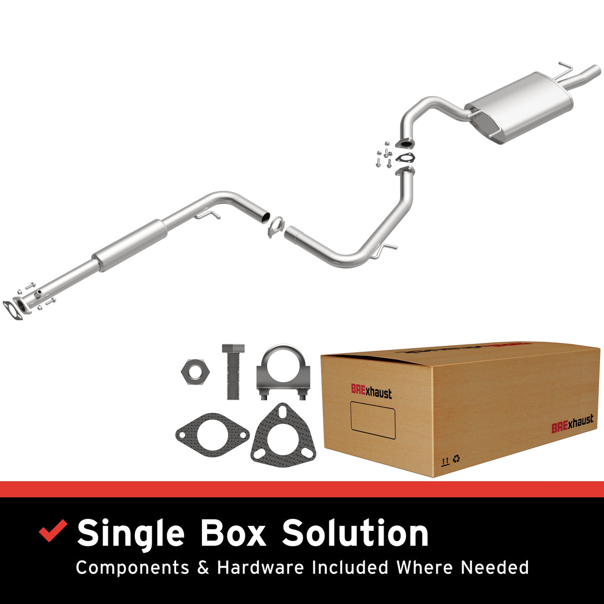 BRExhaust 1999-2003 Mitsubishi Galant 2.4L Direct-Fit Replacement Exhaust System BRExhaust Exhaust System Kit  AXOPROS