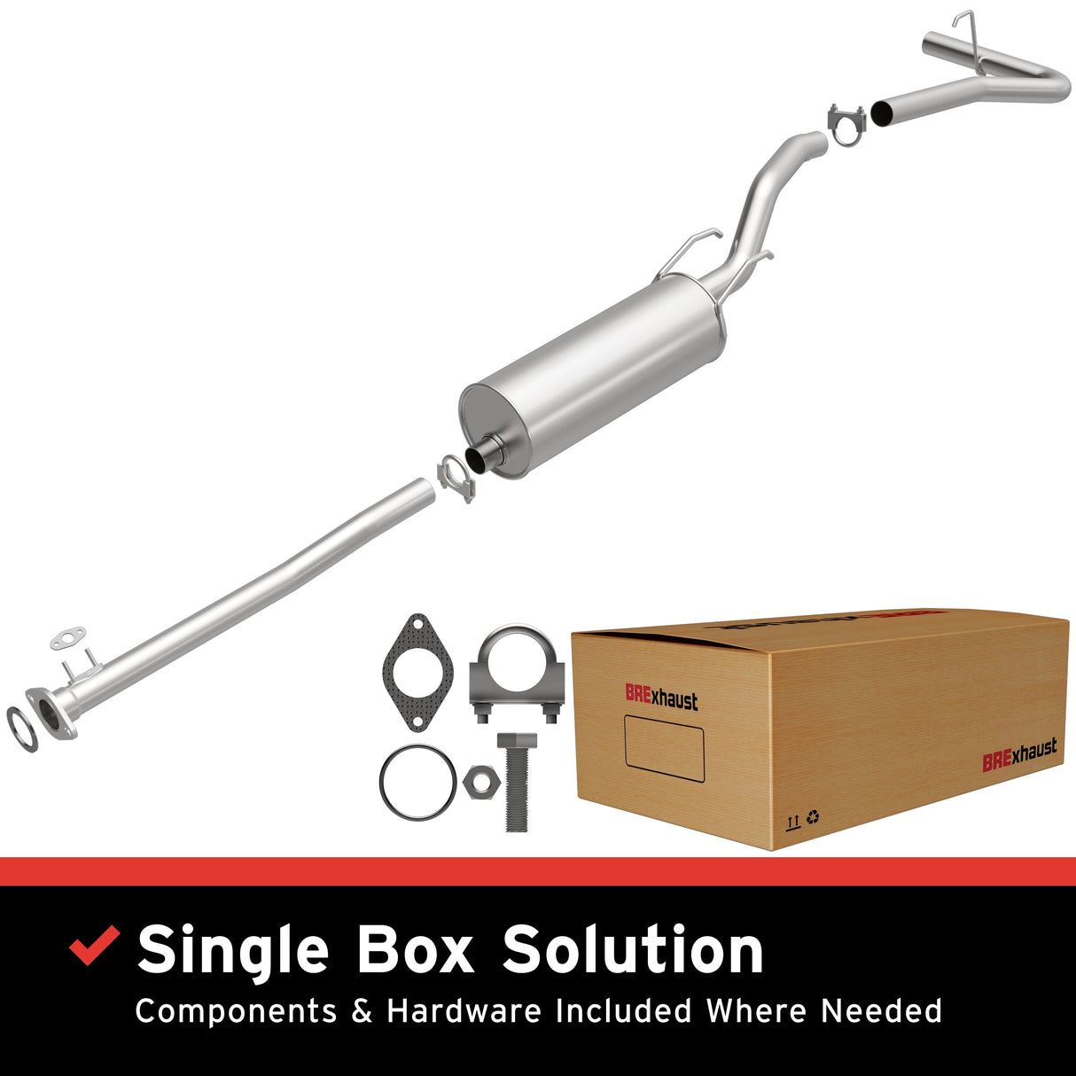 BRExhaust 1999-2004 Toyota Tacoma 2.4L Direct-Fit Replacement Exhaust System BRExhaust Exhaust System Kit  AXOPROS