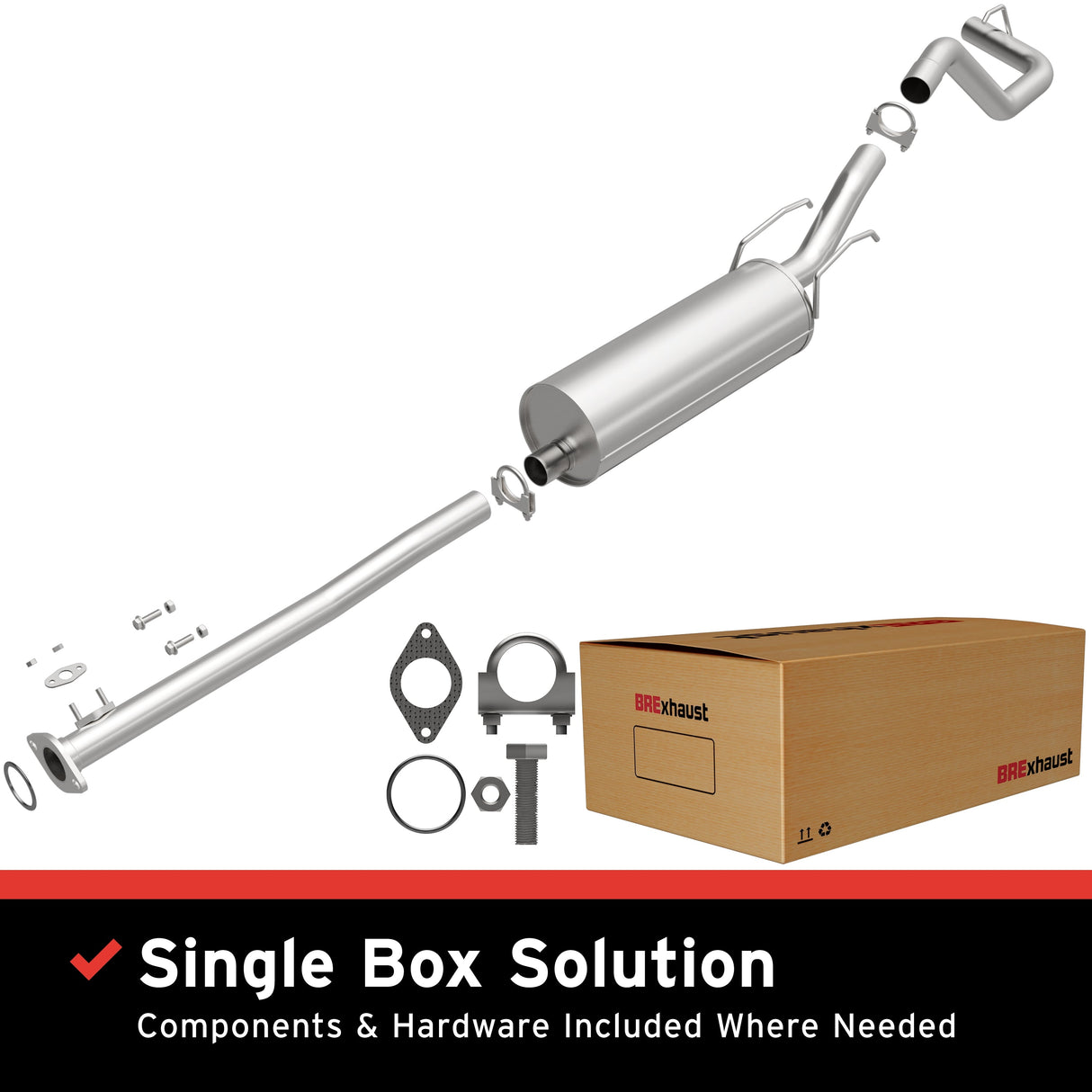 BRExhaust 2000-2004 Toyota Tacoma 2.7L Direct-Fit Replacement Exhaust System BRExhaust Exhaust System Kit  AXOPROS