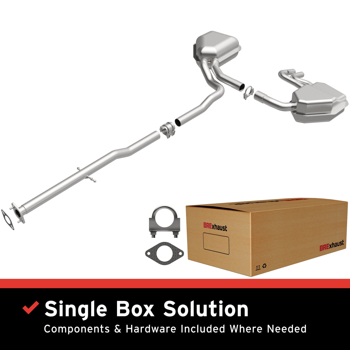 BRExhaust 2002-2008 Mini Cooper 1.6L Direct-Fit Replacement Exhaust System BRExhaust Exhaust System Kit  AXOPROS