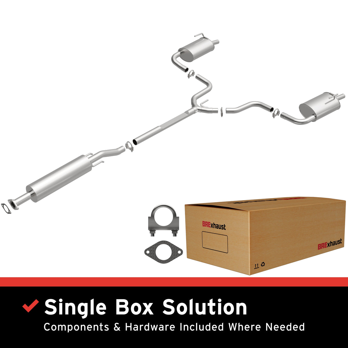 BRExhaust 2007-2012 Nissan Altima Direct-Fit Replacement Exhaust System BRExhaust Exhaust System Kit  AXOPROS