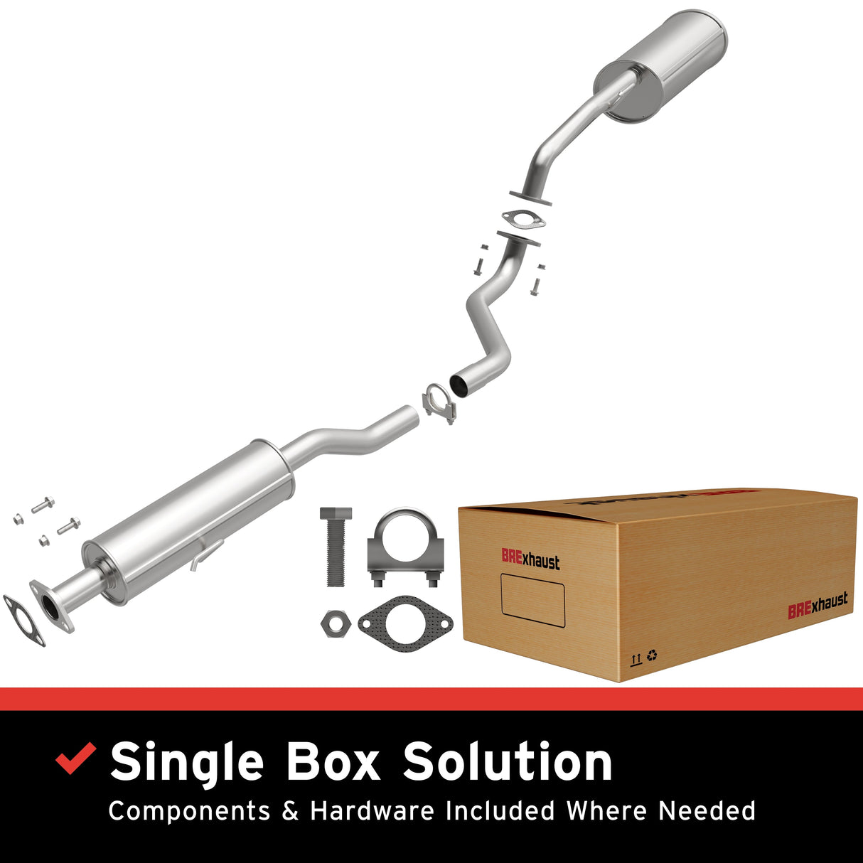 BRExhaust 2011-2013 Kia Forte 2.0L Direct-Fit Replacement Exhaust System BRExhaust Exhaust System Kit  AXOPROS