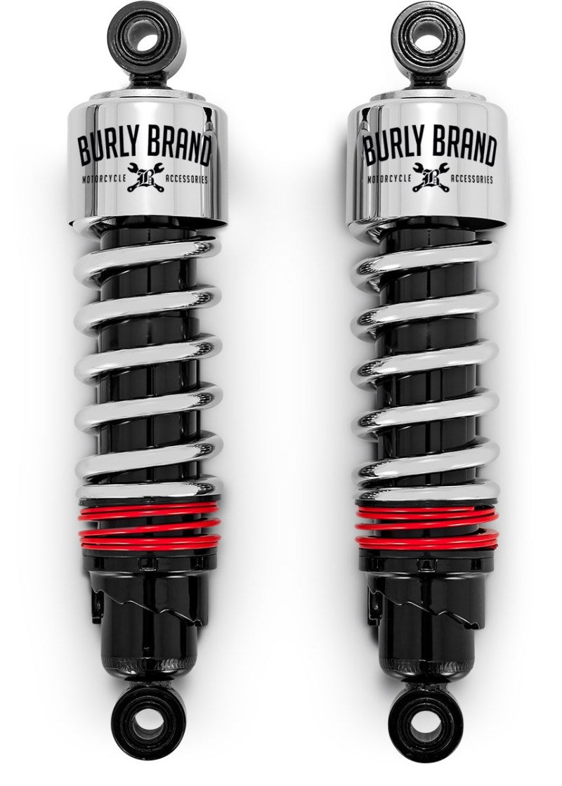 Burly Brand FLH Slammer Shocks - Chrome Burly Brand Shocks and Struts  AXOPROS