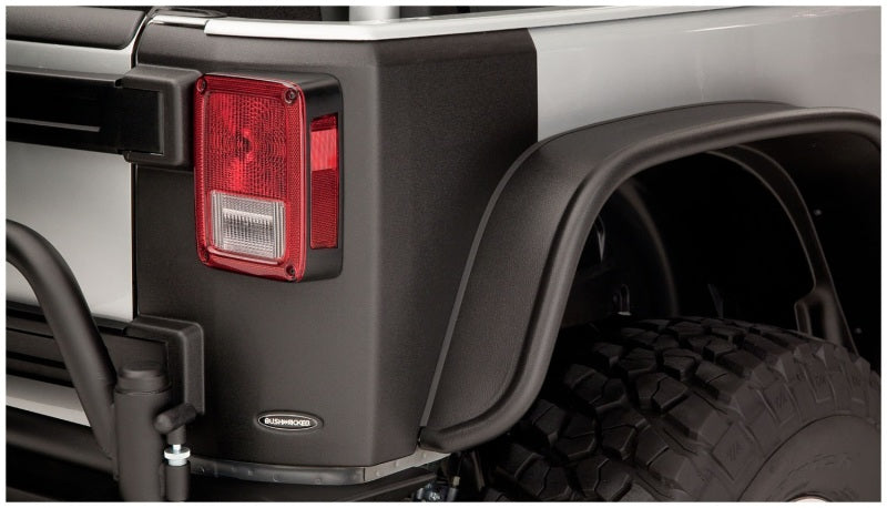 Bushwacker 07-18 Jeep Wrangler Trail Armor Rear Corners - Black Bushwacker Body Armor & Rock Rails  AXOPROS