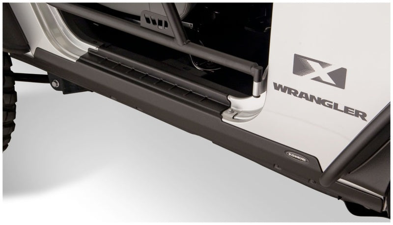 Bushwacker 07-18 Jeep Wrangler Trail Armor Rocker Panel and Sill Plate Cover - Black Bushwacker Body Armor & Rock Rails  AXOPROS