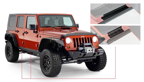 Bushwacker 07-18 Jeep Wrangler Unlimited Trail Armor Rocker Panel and Sill Plate Cover - Black Bushwacker Body Armor & Rock Rails  AXOPROS