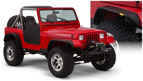 Bushwacker 87-95 Jeep Wrangler Flat Style Flares 4pc Excludes Renegade - Black Bushwacker Fender Flares  AXOPROS