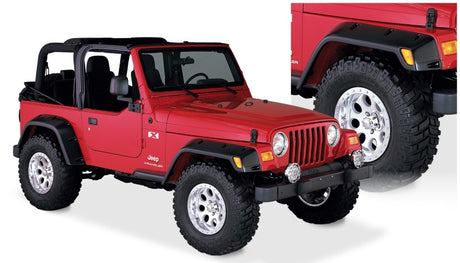 Bushwacker 97-06 Jeep TJ Max Pocket Style Flares 4pc - Black Bushwacker Fender Flares  AXOPROS