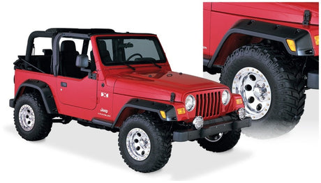 Bushwacker 97-06 Jeep TJ Pocket Style Flares 4pc - Black Bushwacker Fender Flares  AXOPROS