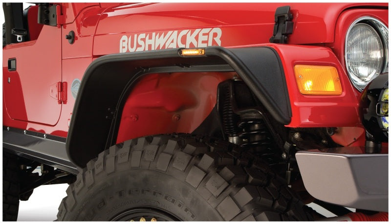 Bushwacker 97-06 Jeep Wrangler Flat Style Flares 4pc - Black Bushwacker Fender Flares  AXOPROS