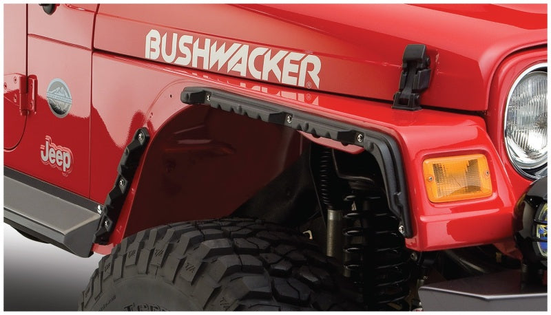 Bushwacker 97-06 Jeep Wrangler Flat Style Flares 4pc - Black Bushwacker Fender Flares  AXOPROS