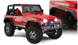 Bushwacker 97-06 Jeep Wrangler Flat Style Flares 4pc - Black Bushwacker Fender Flares  AXOPROS