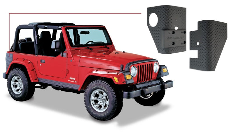 Bushwacker 97-06 Jeep Wrangler Trail Armor Rear Corners - Black Bushwacker Body Armor & Rock Rails  AXOPROS