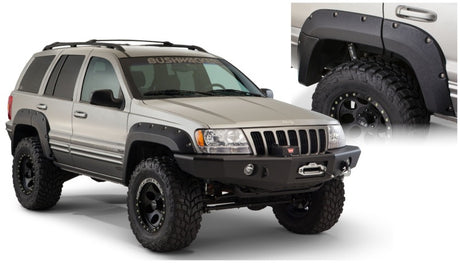 Bushwacker 99-04 Jeep Grand Cherokee Cutout Style Flares 2pc - Black Bushwacker Fender Flares  AXOPROS