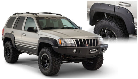 Bushwacker 99-04 Jeep Grand Cherokee Cutout Style Flares 2pc - Black Bushwacker Fender Flares  AXOPROS