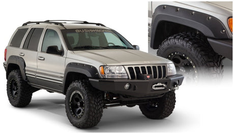 Bushwacker 99-04 Jeep Grand Cherokee Cutout Style Flares 4pc - Black Bushwacker Fender Flares  AXOPROS