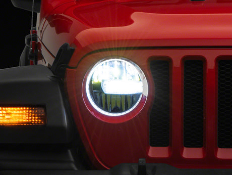 Raxiom Raxiom 18-23 Jeep Wrangler JL Axial Series 9-In LED Headlights- Black Housing (Clear Lens) Headlights aftermarket performance part