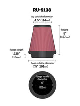 K&N Universal Clamp-On Air Filter 6in FLG / 7-1/2in B / 4-1/2in T / 5in H K&N Engineering Air Filters - Universal Fit  AXOPROS