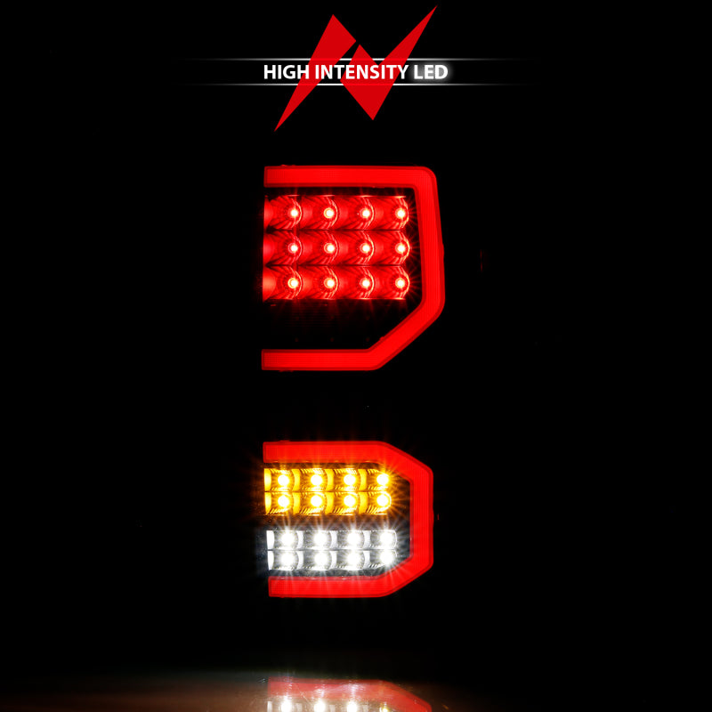 ANZO 2007-2013 Toyota Tundra LED Taillights Plank Style Black w/Smoke Lens ANZO Tail Lights  AXOPROS