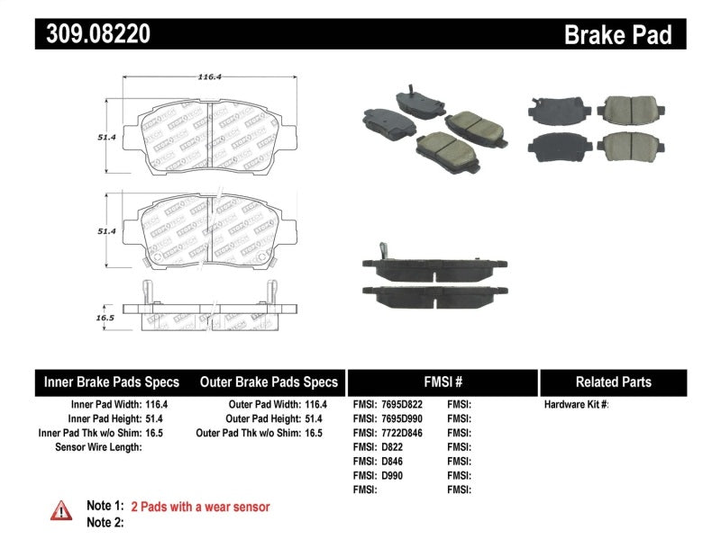 StopTech Performance 00-05 Spyder MR2 / 00 Celica GT / 04-07 xA/xB Front Brake Pads Stoptech Brake Pads - Performance  AXOPROS