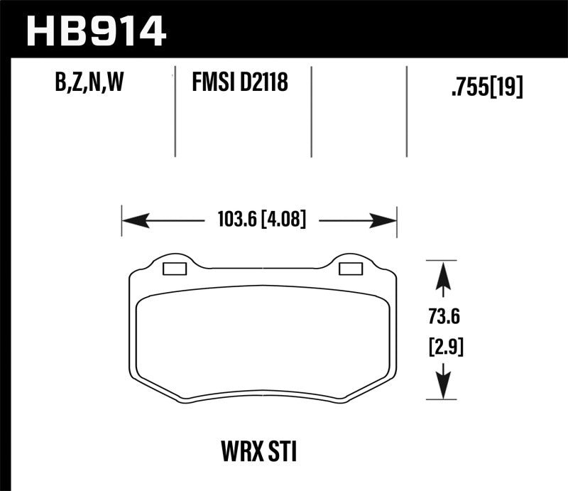 Hawk 2018 Subaru WRX STI HP Plus Rear Brake Pads Hawk Performance Brake Pads - Performance  AXOPROS