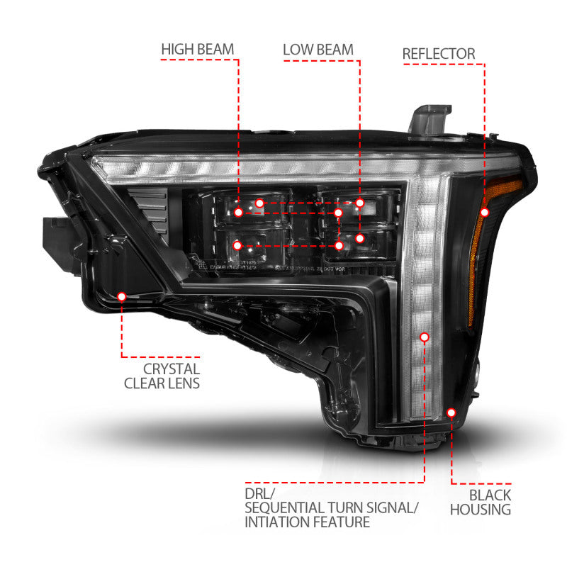 ANZO 22-24 Toyota Tundra (w/Factory LED Refl.) Z-Series Full LED Proj Headlights - Pass. Side ONLY ANZO Headlights  AXOPROS