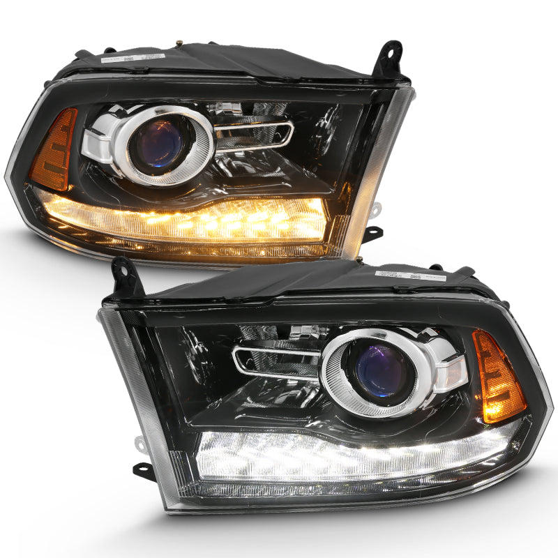 ANZO 2009-2018 Dodge Ram 1500 Projector Plank Style Switchback H.L Halo Black Amber (OE Style) ANZO Headlights  AXOPROS