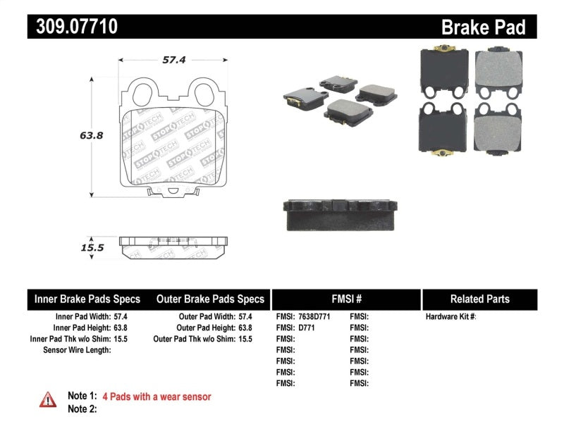 StopTech Performance 98-05 Lexus GS 300/350/400/430/450H / 00-05 IS250/300/350 Rear Brake Pads Stoptech Brake Pads - Performance  AXOPROS