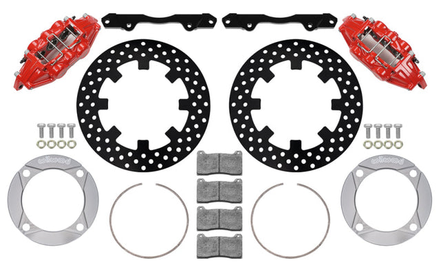Wilwood 2014+ Polaris RZR XP 1000 Front Kit 11.25in Drilled - Red Wilwood Brake Kits - Performance Drill  AXOPROS