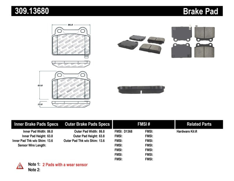 StopTech Performance 08+ Mitsubishi Evolution X Rear Brake Pads Stoptech Brake Pads - Performance  AXOPROS
