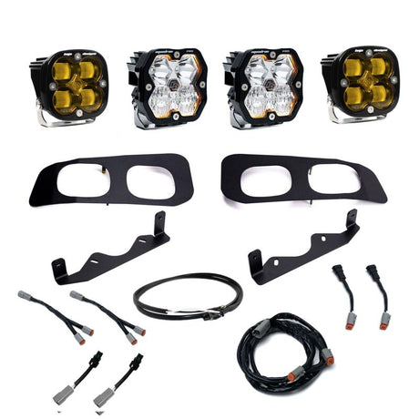 Baja Designs Baja Designs 2023+ Ford SD Squardon Pro/SAE 2.0 Dual Fog Pocket Kit Upfitter (SAE Fog) - Baja Amber Fog Lights aftermarket performance part