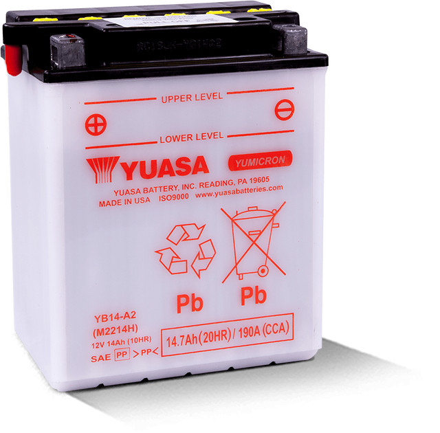 Yuasa YB14-A2 Yumicron CX 12-Volt Battery Yuasa Battery Batteries  AXOPROS